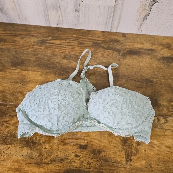 Pink VS Date racerback Lace Underwire  Light Blue bra women's size 36C - Picture 1 of 5